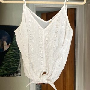 White , tank top , flowers , tie up